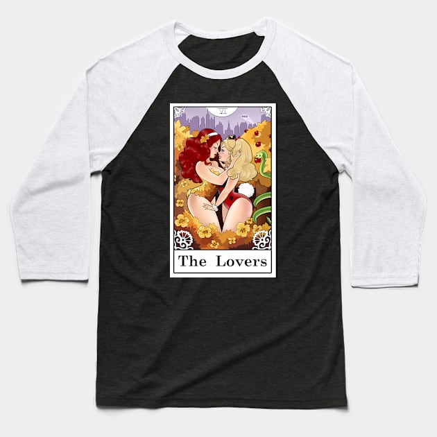 The Lovers Tarot Card Baseball T-Shirt by Becca Whitaker